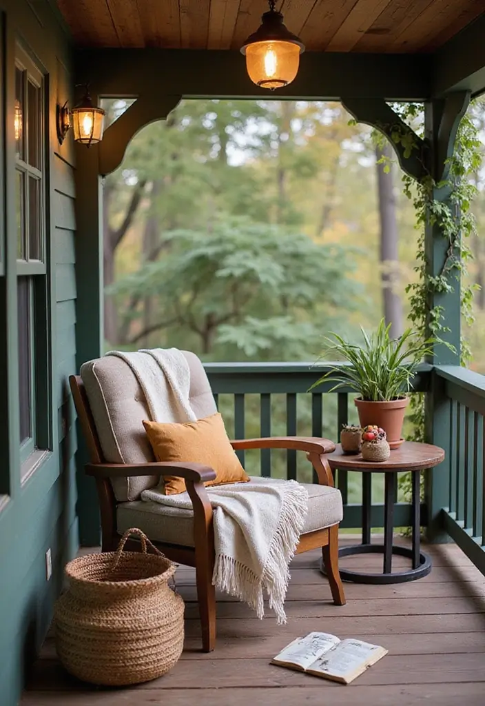 30 Small Porch Fall Decorating Ideas That Feel Cozy - 19. Create a Reading Nook