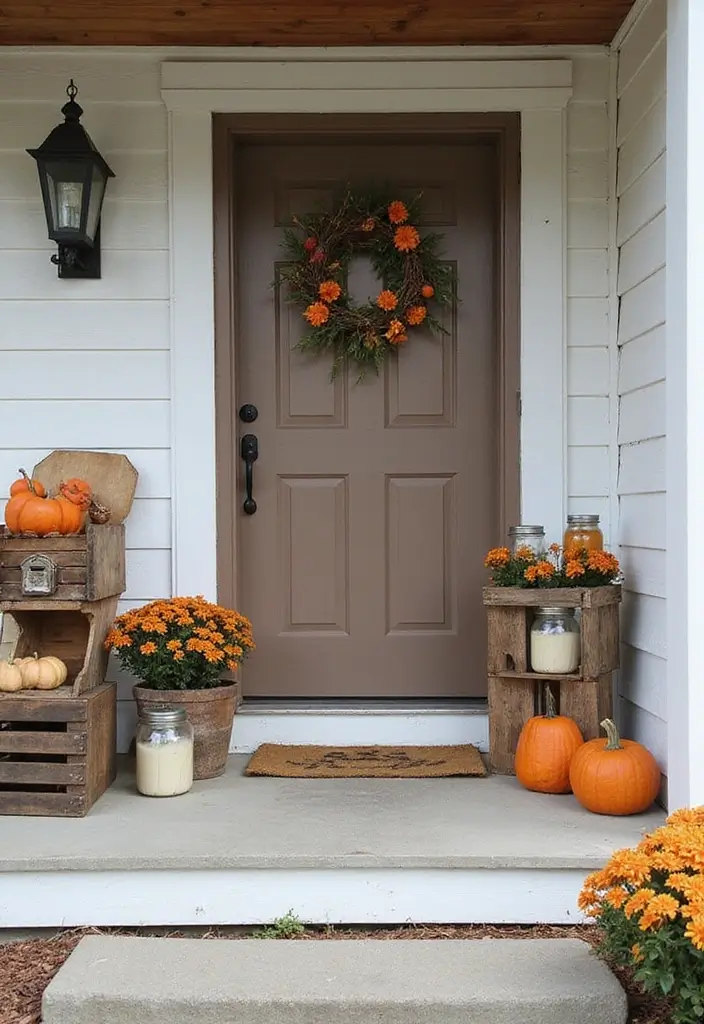 30 Small Porch Fall Decorating Ideas That Feel Cozy - 21. Vintage Finds