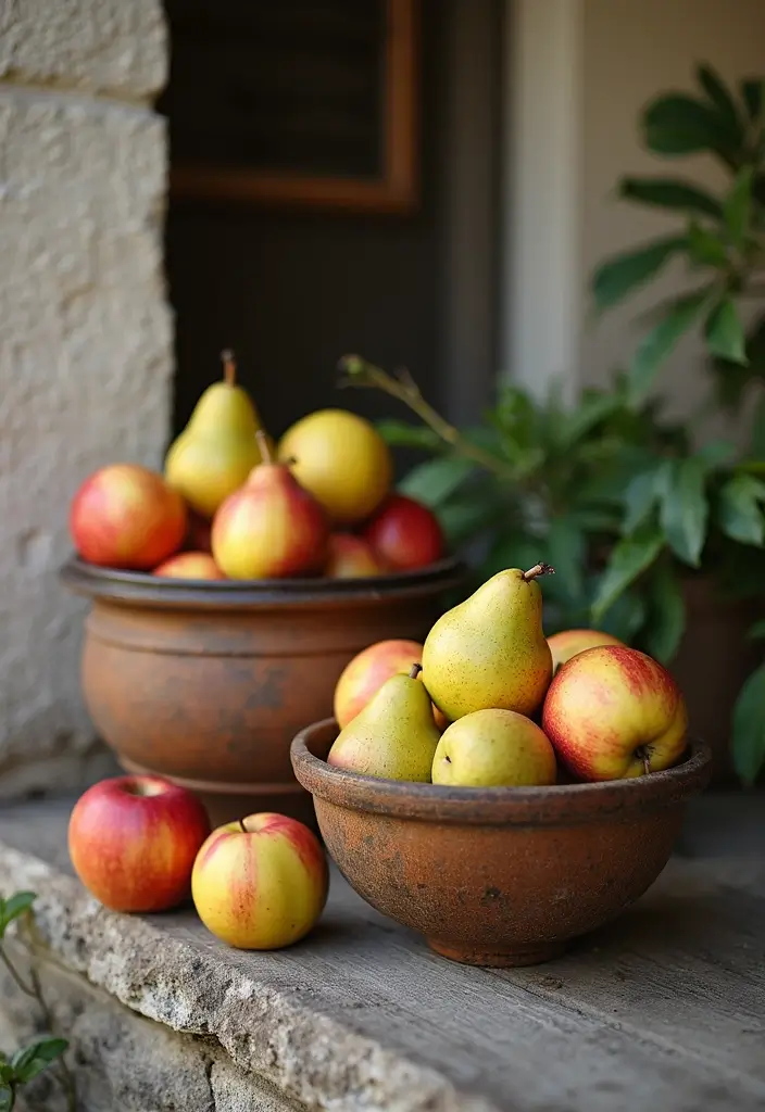 30 Small Porch Fall Decorating Ideas That Feel Cozy - 23. Seasonal Fruit Displays