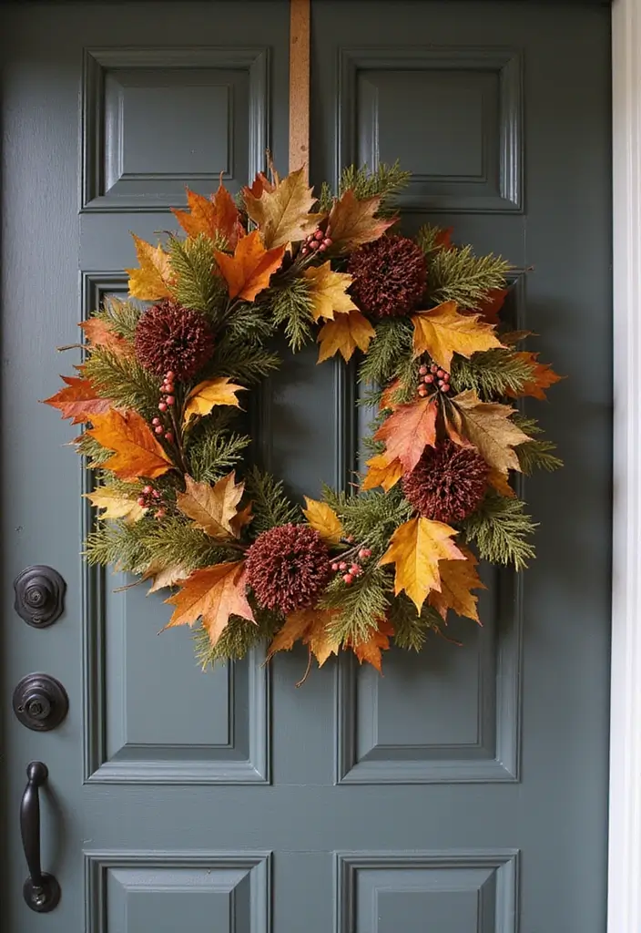 30 Small Porch Fall Decorating Ideas That Feel Cozy - 8. Seasonal Wreaths