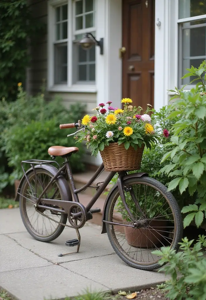 30 Spring Front Porch Decor Ideas That Welcome the Season 11 30 Spring Front Porch Decor Ideas That Welcome the Season - 11. Vintage Bicycle Planter