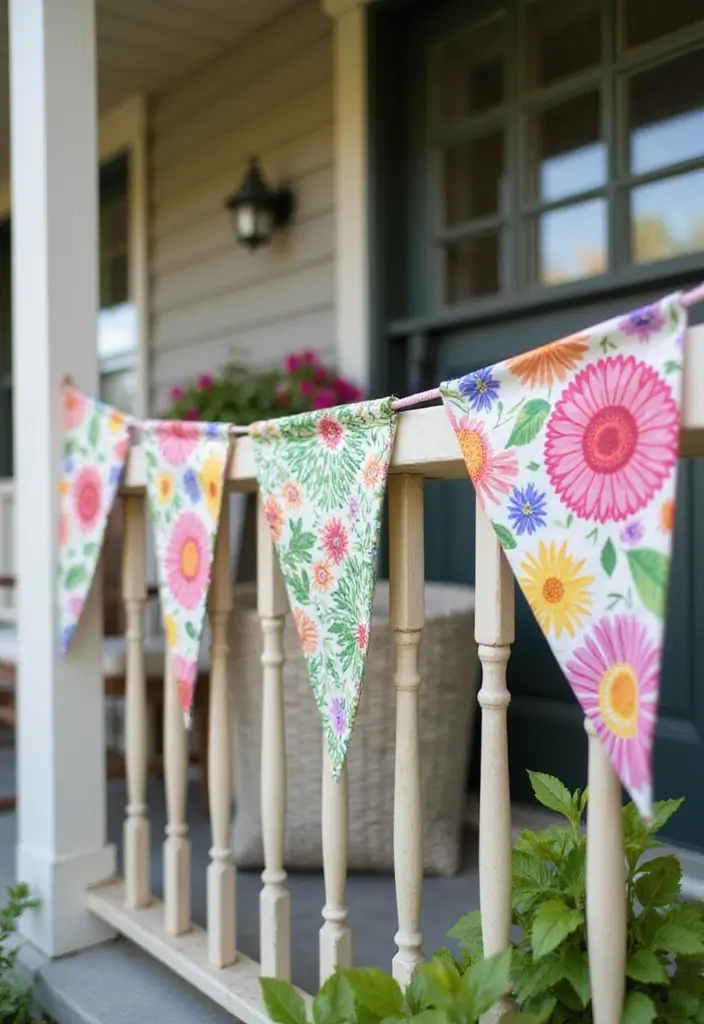 30 Spring Front Porch Decor Ideas That Welcome the Season 24 30 Spring Front Porch Decor Ideas That Welcome the Season - 24. Floral Bunting