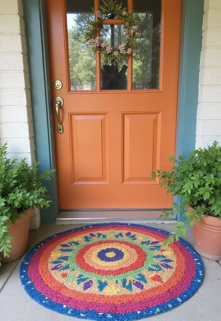 30 Spring Front Porch Decor Ideas That Welcome the Season 6 30 Spring Front Porch Decor Ideas That Welcome the Season - 6. Brightly Colored Entrance Mat