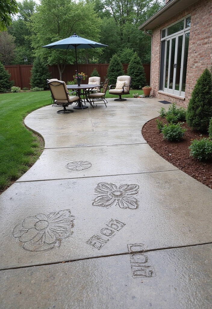 30 Stamped Concrete Patio Ideas That Look High-End 15 30 Stamped Concrete Patio Ideas That Look High-End - 15. Custom Stamping Designs