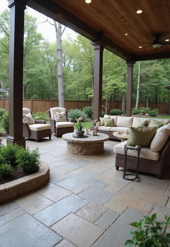 30 Stamped Concrete Patio Ideas That Look High-End 21 30 Stamped Concrete Patio Ideas That Look High-End - 21. Luxurious Outdoor Living Rooms