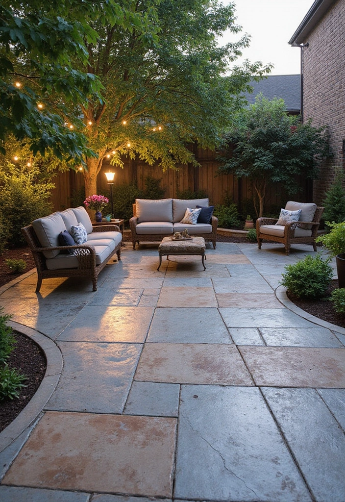 30 Stamped Concrete Patio Ideas That Look High-End 4 30 Stamped Concrete Patio Ideas That Look High-End - 4. Chic Patterned Overlays