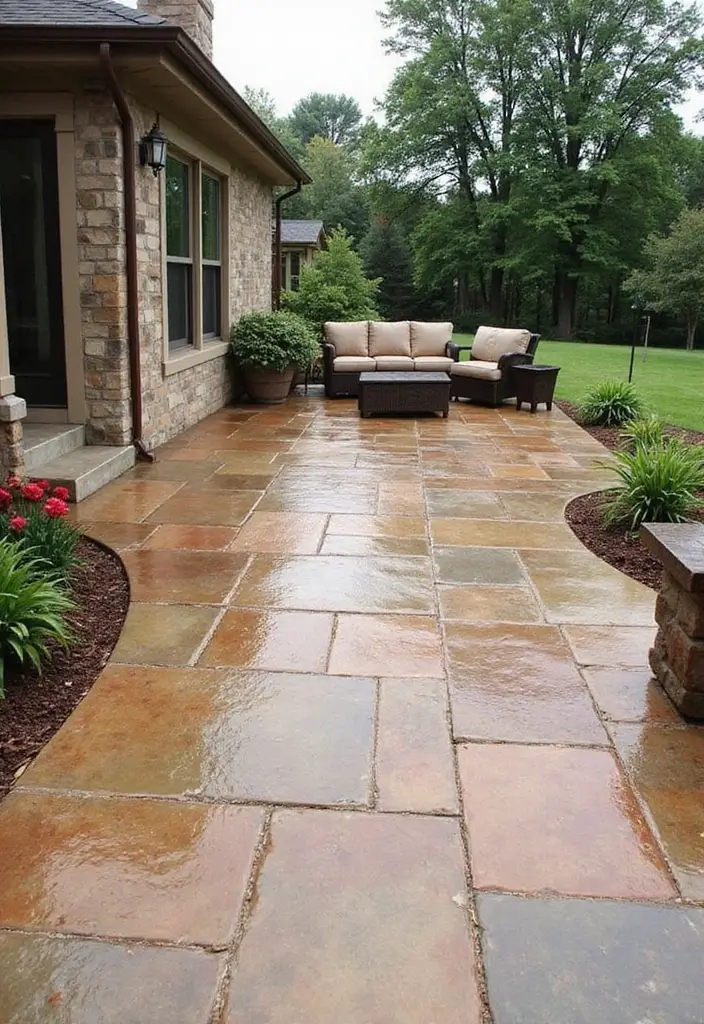 30 Stamped Concrete Patio Ideas That Look High-End 5 30 Stamped Concrete Patio Ideas That Look High-End - 5. Color Wash Finishing