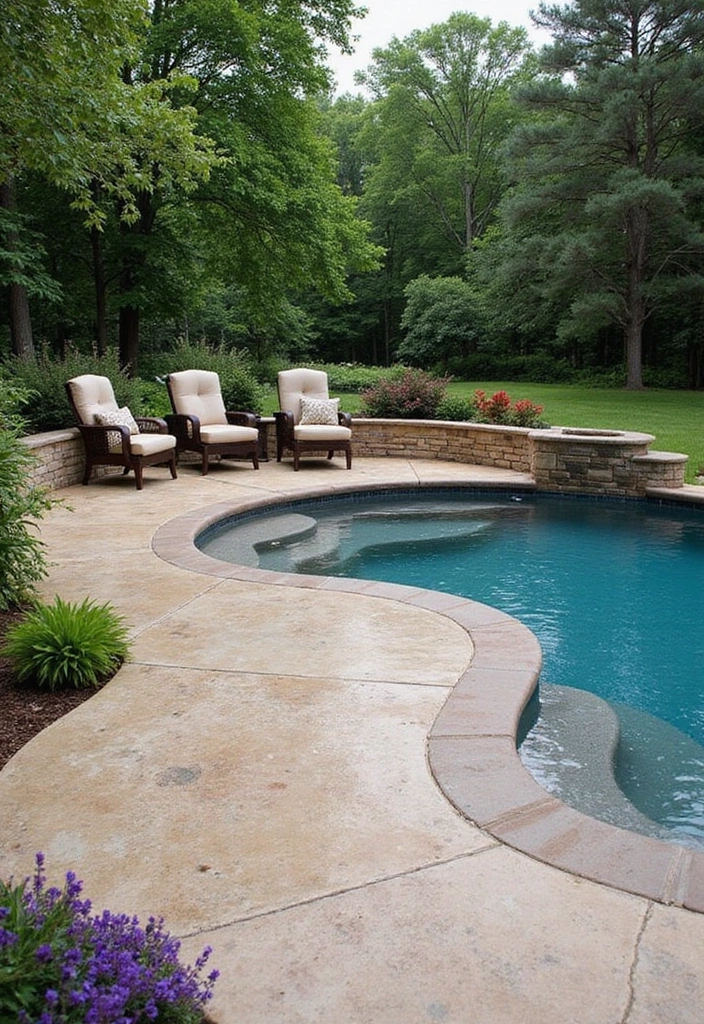 30 Stamped Concrete Patio Ideas That Look High-End 7 30 Stamped Concrete Patio Ideas That Look High-End - 7. Poolside Paradise