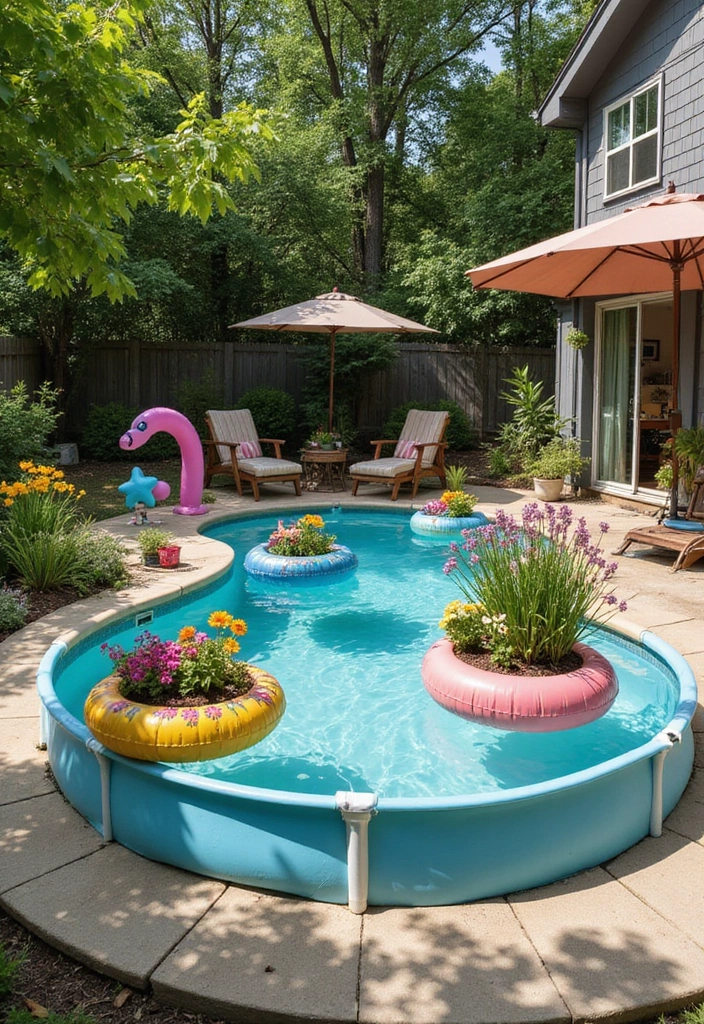 30 Stock Tank Pool Ideas That Are Creative and Fun 10 30 Stock Tank Pool Ideas That Are Creative and Fun - 10. Floating Garden Pool