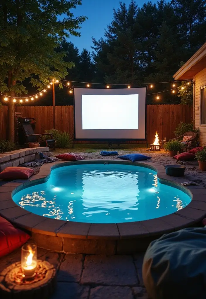 30 Stock Tank Pool Ideas That Are Creative and Fun 11 30 Stock Tank Pool Ideas That Are Creative and Fun - 11. Movie Night by the Pool