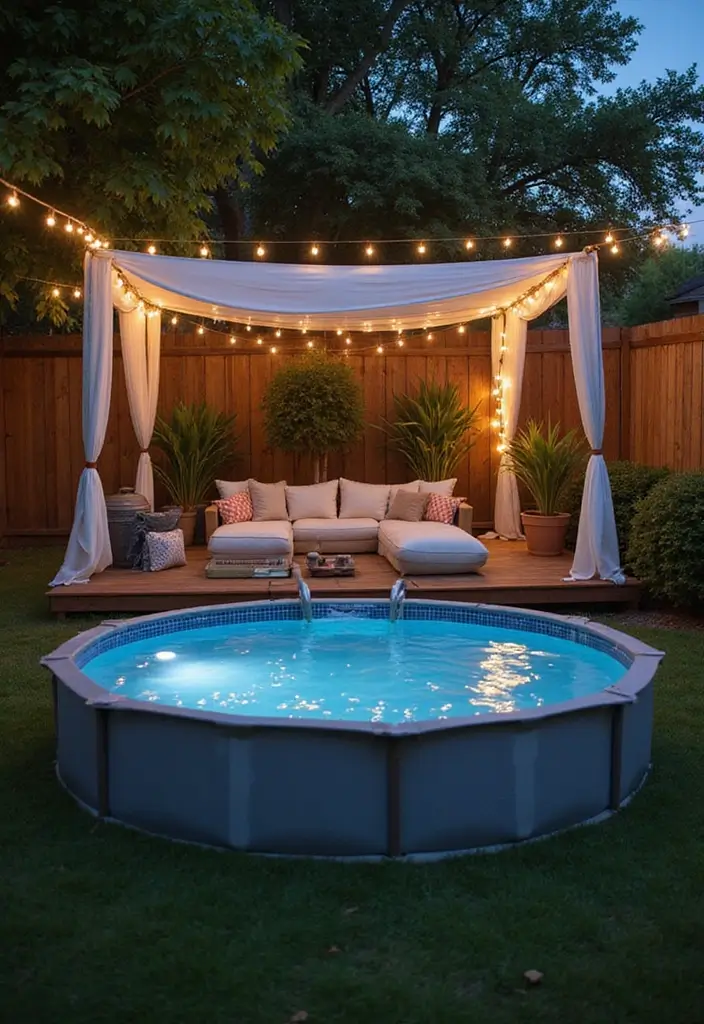 30 Stock Tank Pool Ideas That Are Creative and Fun 14 30 Stock Tank Pool Ideas That Are Creative and Fun - 14. Cozy Canopy Retreat