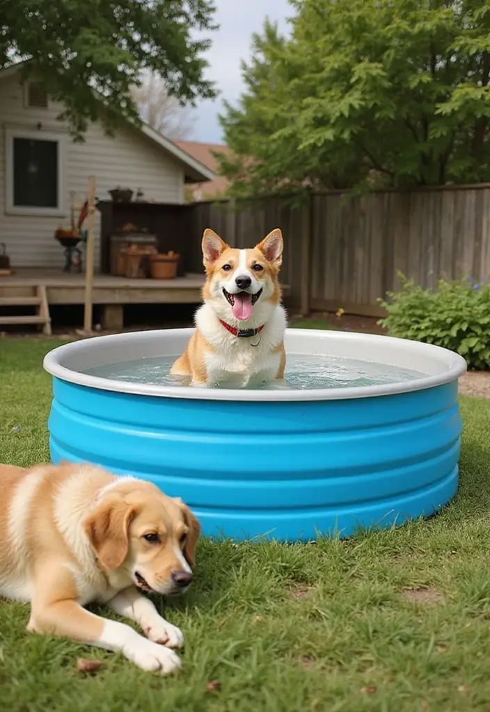 30 Stock Tank Pool Ideas That Are Creative and Fun 15 30 Stock Tank Pool Ideas That Are Creative and Fun - 15. Dog-Friendly Pool Area