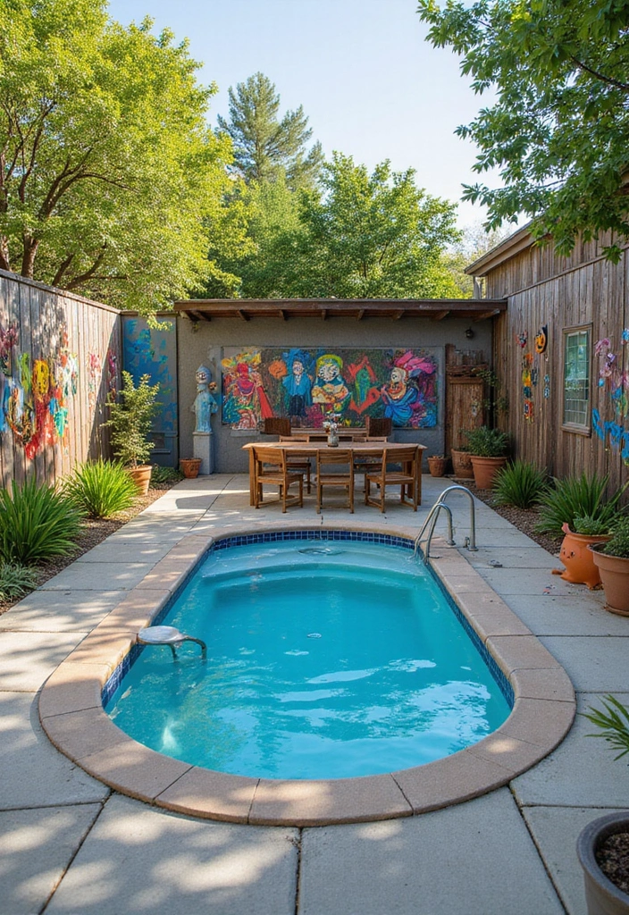 30 Stock Tank Pool Ideas That Are Creative and Fun 24 30 Stock Tank Pool Ideas That Are Creative and Fun - 24. Outdoor Art Installation