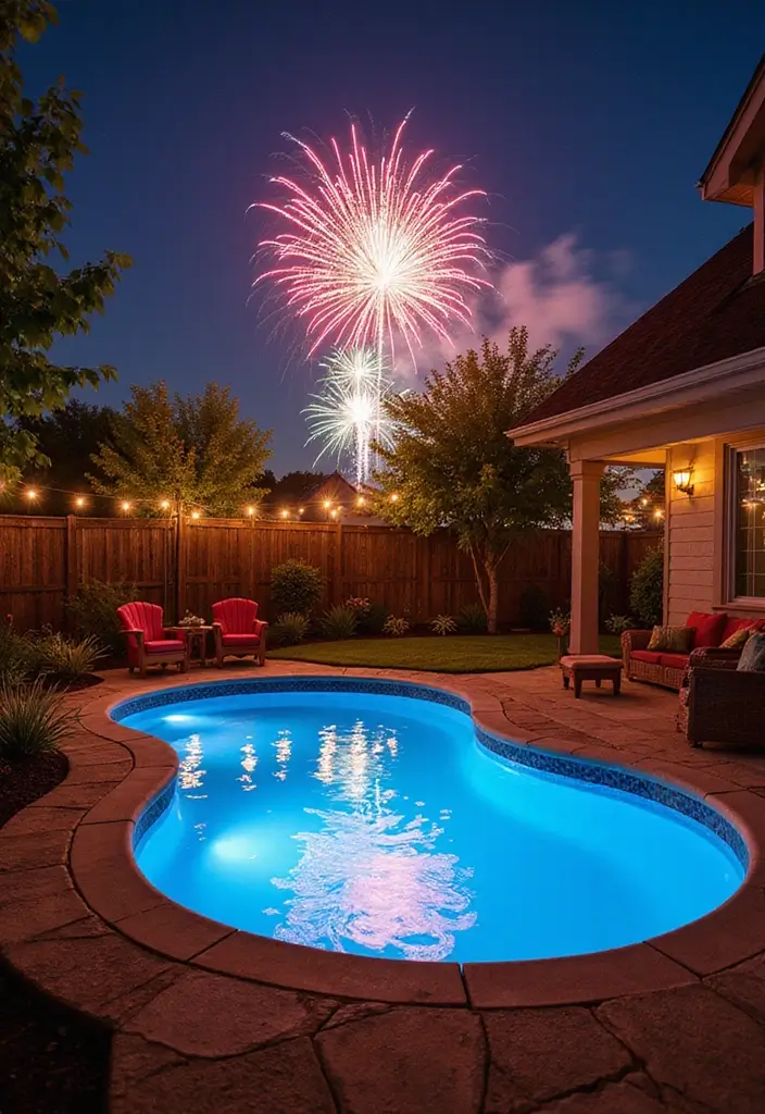 30 Stock Tank Pool Ideas That Are Creative and Fun 26 30 Stock Tank Pool Ideas That Are Creative and Fun - 26. Poolside Fireworks Display
