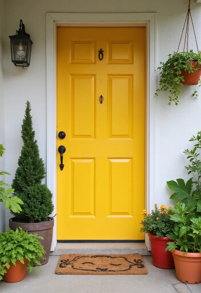 30 Stunning House Front Door Design Ideas to Copy 10 30 Stunning House Front Door Design Ideas to Copy - 10. Bright Yellow Door
