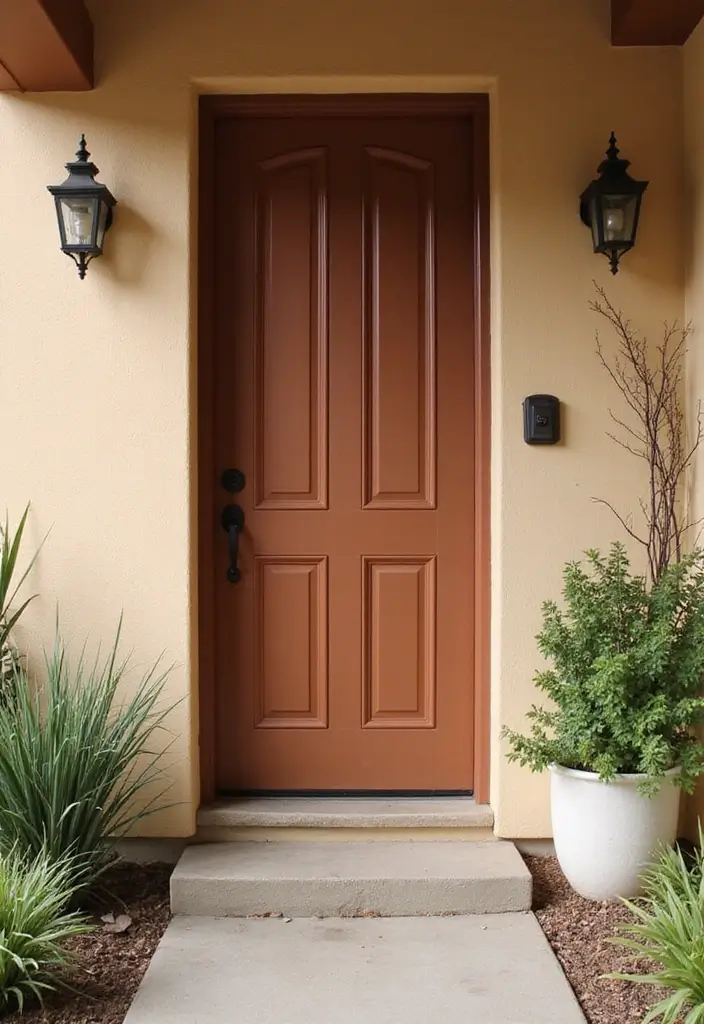 30 Stunning House Front Door Design Ideas to Copy 27 30 Stunning House Front Door Design Ideas to Copy - 27. Earthy Tones for a Warm Welcome