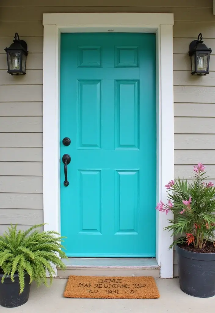 30 Stunning House Front Door Design Ideas to Copy 3 30 Stunning House Front Door Design Ideas to Copy - 3. Turquoise Beauty