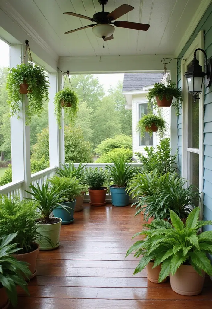 30 Three-Season Porch Ideas for Cozy Year-Round Living 1 30 Three-Season Porch Ideas for Cozy Year-Round Living - 1. Lush Plant Paradise