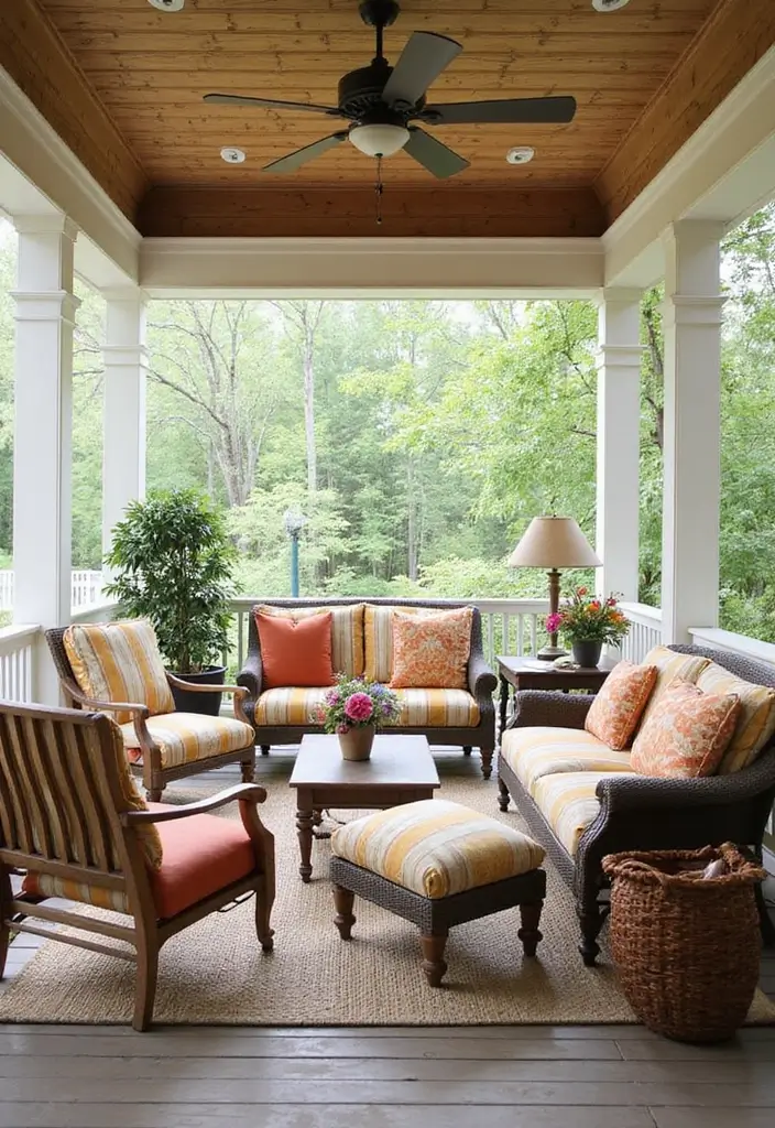 30 Three-Season Porch Ideas for Cozy Year-Round Living 12 30 Three-Season Porch Ideas for Cozy Year-Round Living - 12. Comfortable Seating Arrangements