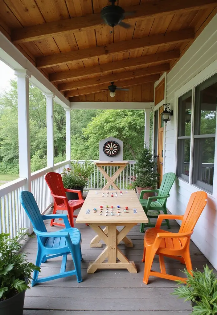 30 Three-Season Porch Ideas for Cozy Year-Round Living 17 30 Three-Season Porch Ideas for Cozy Year-Round Living - 17. Outdoor Game Zone