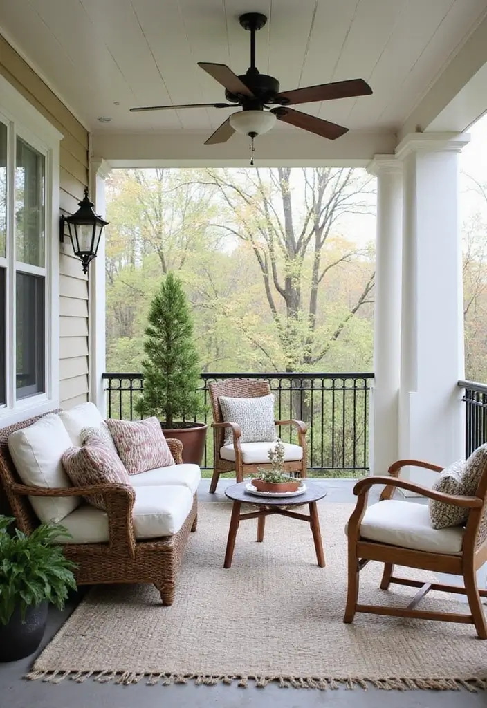 30 Three-Season Porch Ideas for Cozy Year-Round Living 21 30 Three-Season Porch Ideas for Cozy Year-Round Living - 21. All-Weather Decor