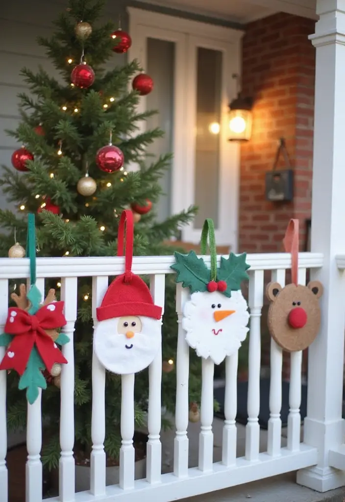30 Xmas Front Porch Ideas That Spark Holiday Cheer - 16. DIY Felt Christmas Decorations