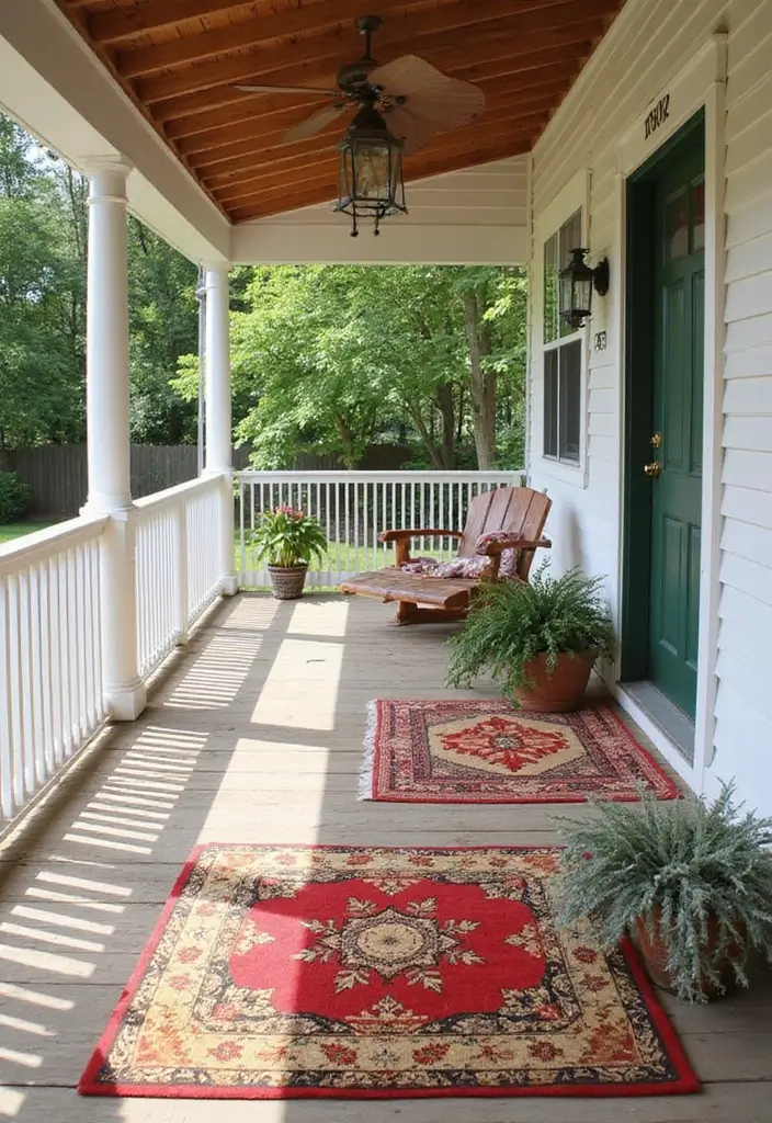 50 Covered Front Porch Ideas That Add Charm to Your Home 24 50 Covered Front Porch Ideas That Add Charm to Your Home - 24. Welcoming Entrance with Rugs