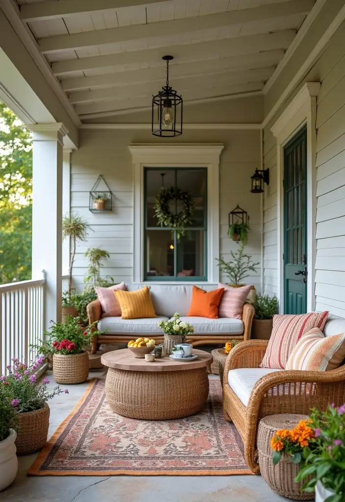50 Covered Front Porch Ideas That Add Charm to Your Home 28 50 Covered Front Porch Ideas That Add Charm to Your Home - 28. Colorful Pillows and Throws