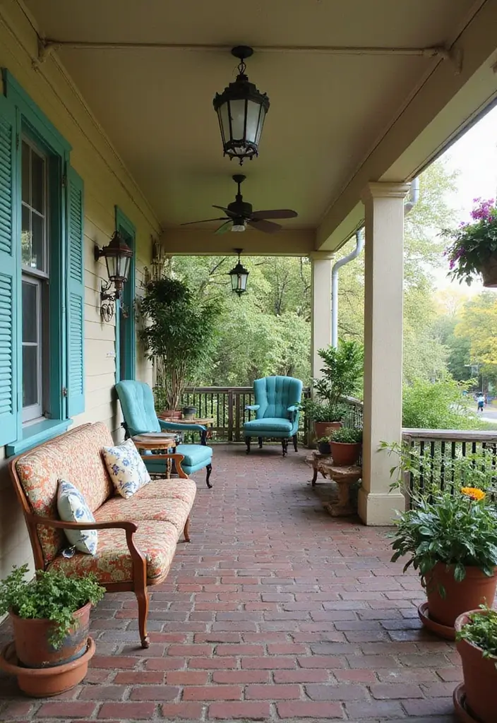 50 Covered Front Porch Ideas That Add Charm to Your Home 3 50 Covered Front Porch Ideas That Add Charm to Your Home - 3. Vintage Decor with a Modern Twist