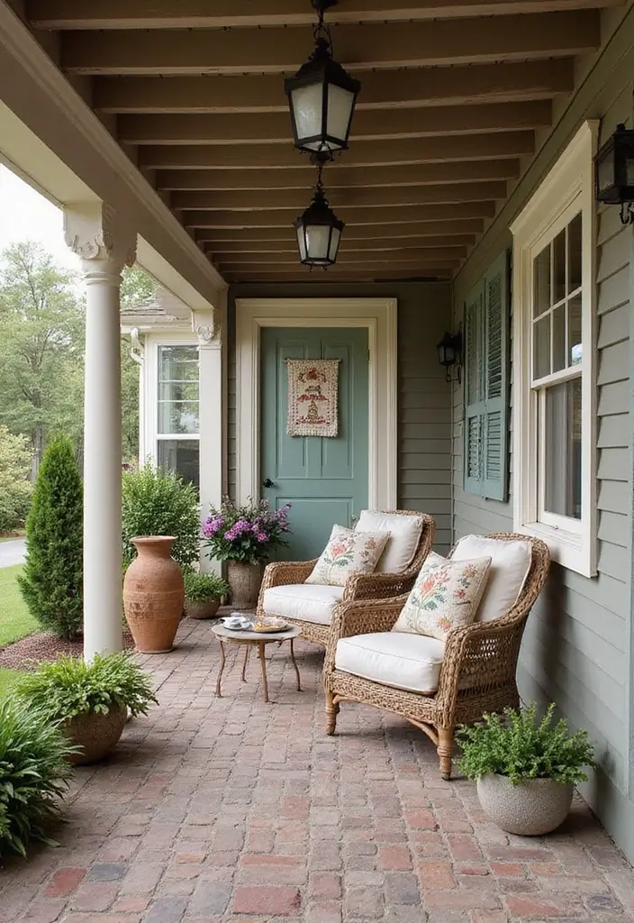 50 Covered Front Porch Ideas That Add Charm to Your Home 32 50 Covered Front Porch Ideas That Add Charm to Your Home - 32. Cross-Stitch Decor