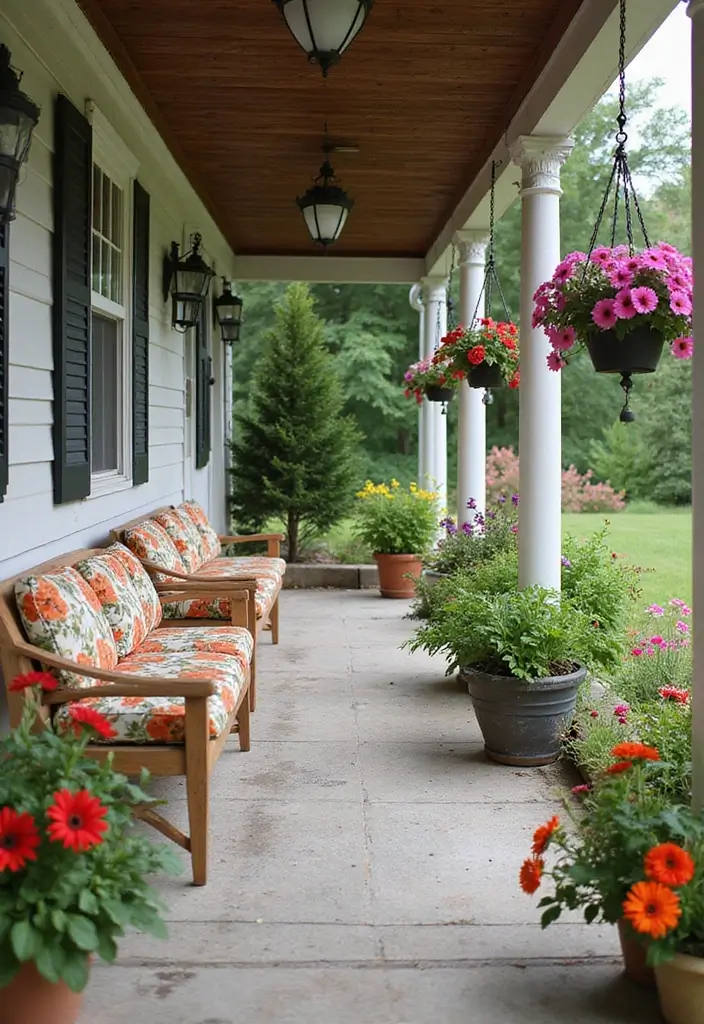 50 Covered Front Porch Ideas That Add Charm to Your Home 4 50 Covered Front Porch Ideas That Add Charm to Your Home - 4. Floral Paradise