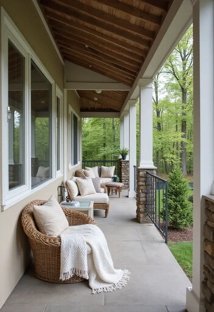 50 Covered Front Porch Ideas That Add Charm to Your Home 41 50 Covered Front Porch Ideas That Add Charm to Your Home - 41. Textured Fabrics