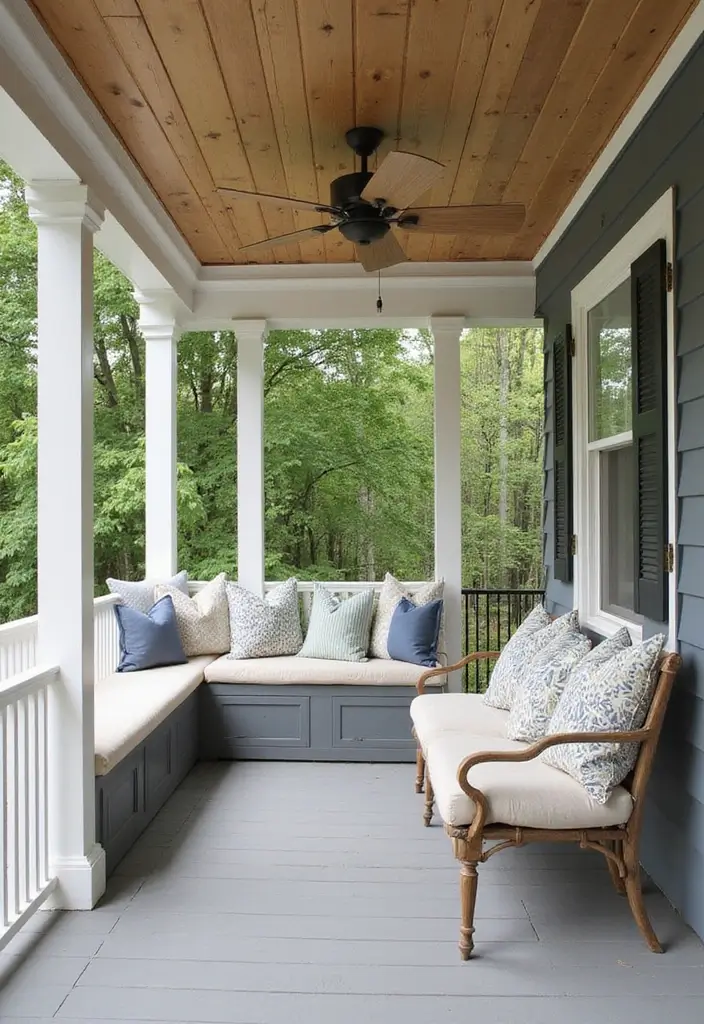 50 Covered Front Porch Ideas That Add Charm to Your Home 46 50 Covered Front Porch Ideas That Add Charm to Your Home - 46. Built-in Seating