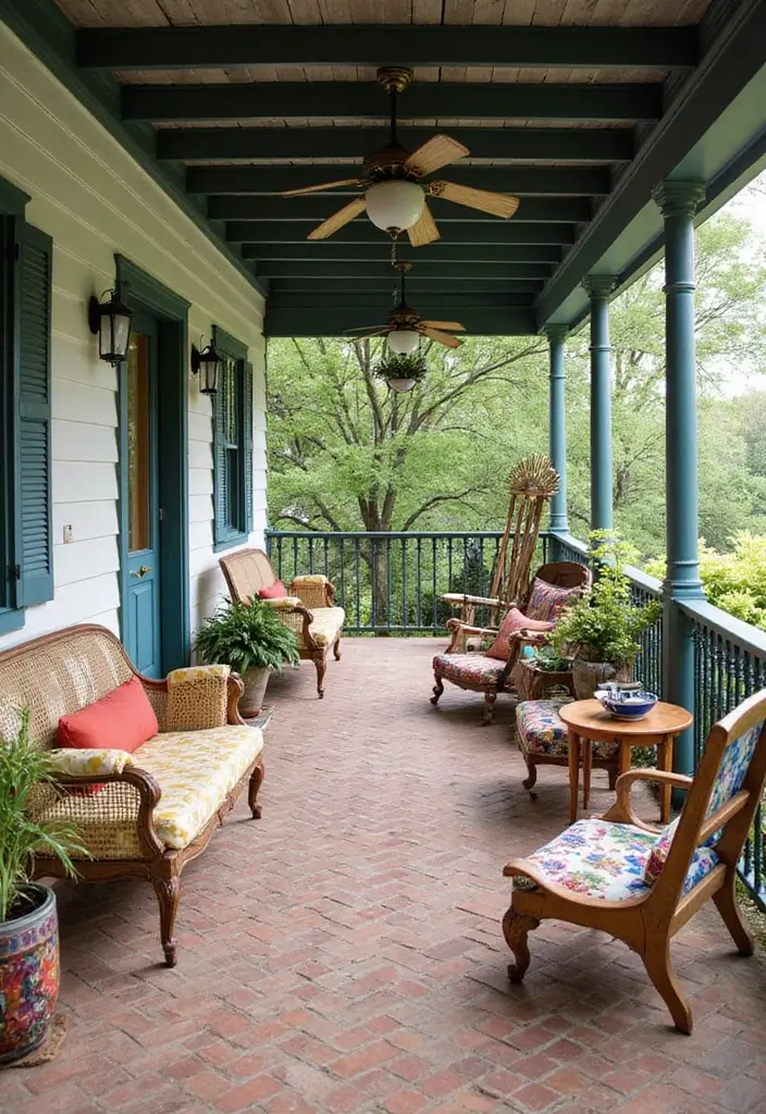 50 Covered Front Porch Ideas That Add Charm to Your Home 9 50 Covered Front Porch Ideas That Add Charm to Your Home - 9. Eclectic Mix and Match