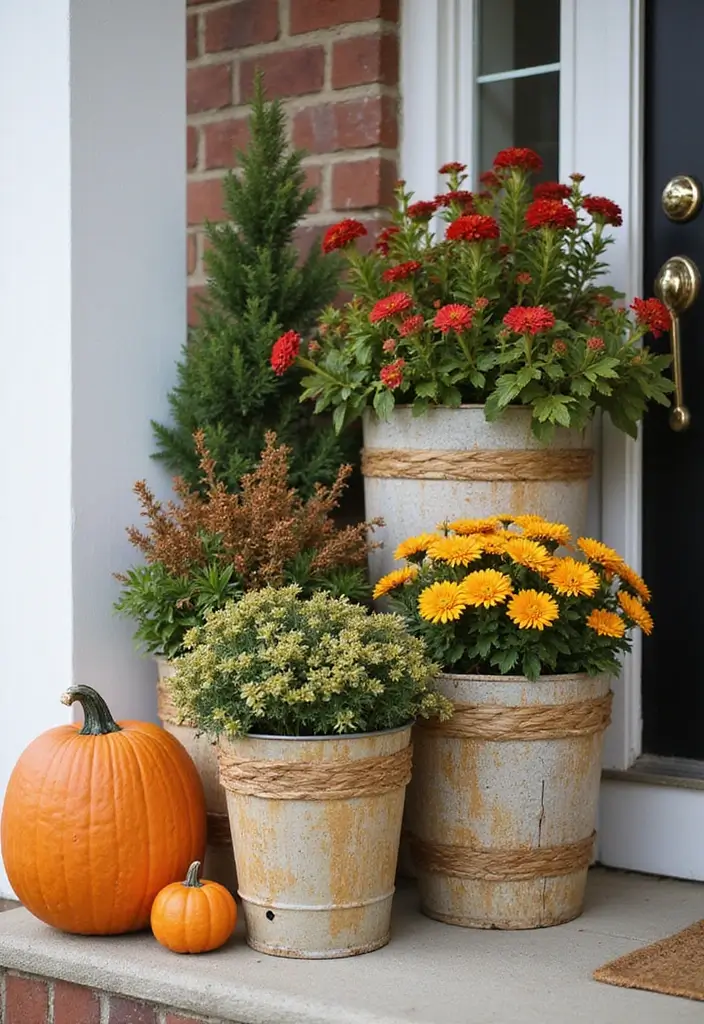 50 Fall Front Porch Decor Ideas That Feel Warm and Inviting 10 50 Fall Front Porch Decor Ideas That Feel Warm and Inviting - 10. Creative Planters