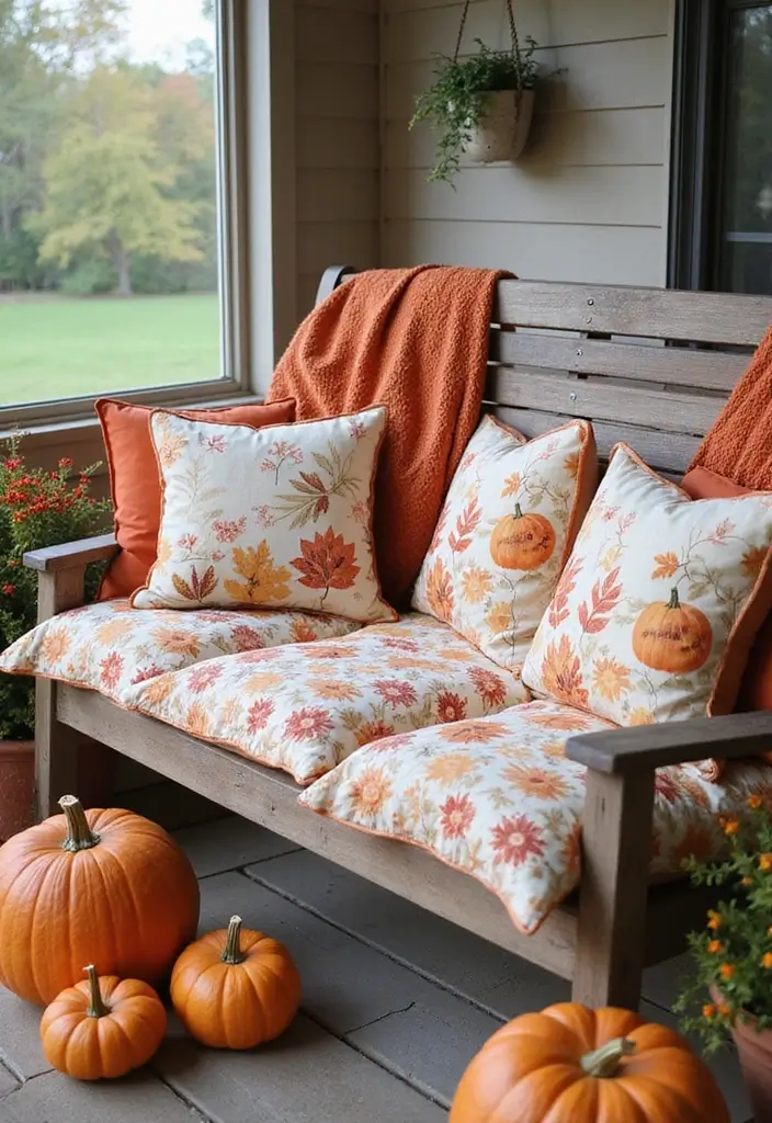 50 Fall Front Porch Decor Ideas That Feel Warm and Inviting 14 50 Fall Front Porch Decor Ideas That Feel Warm and Inviting - 14. Fall Themed Cushions
