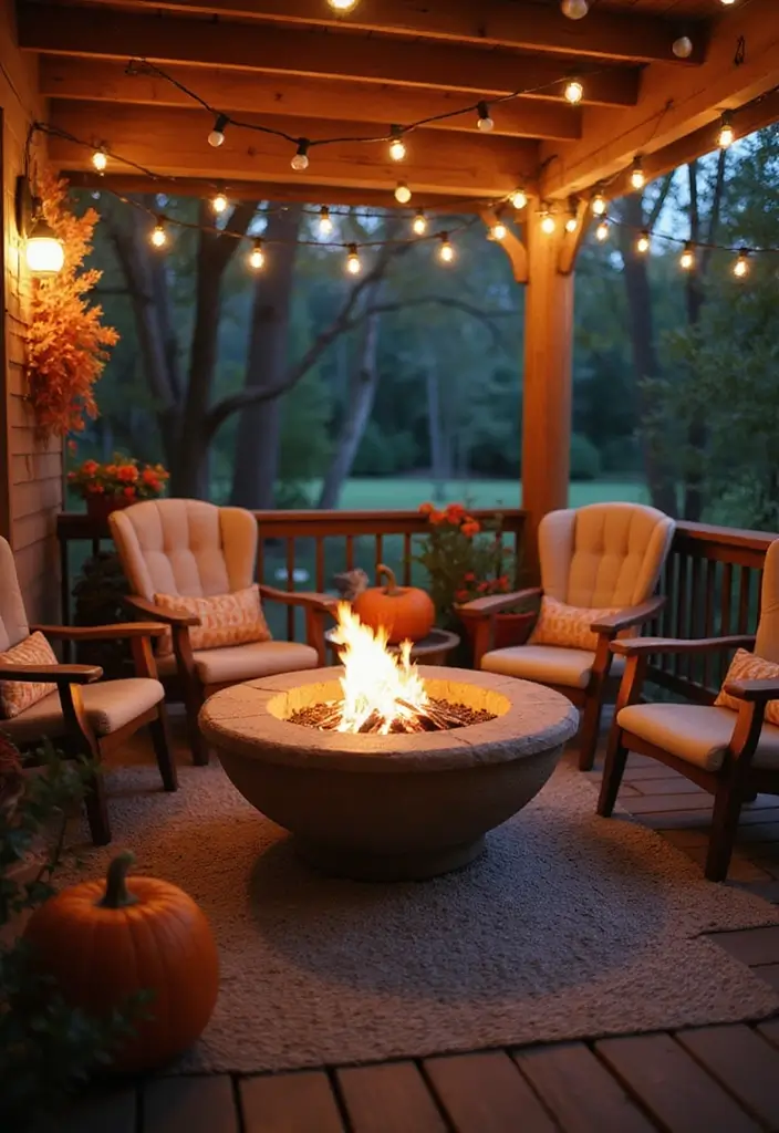 50 Fall Front Porch Decor Ideas That Feel Warm and Inviting 22 50 Fall Front Porch Decor Ideas That Feel Warm and Inviting - 22. Cozy Fire Pit