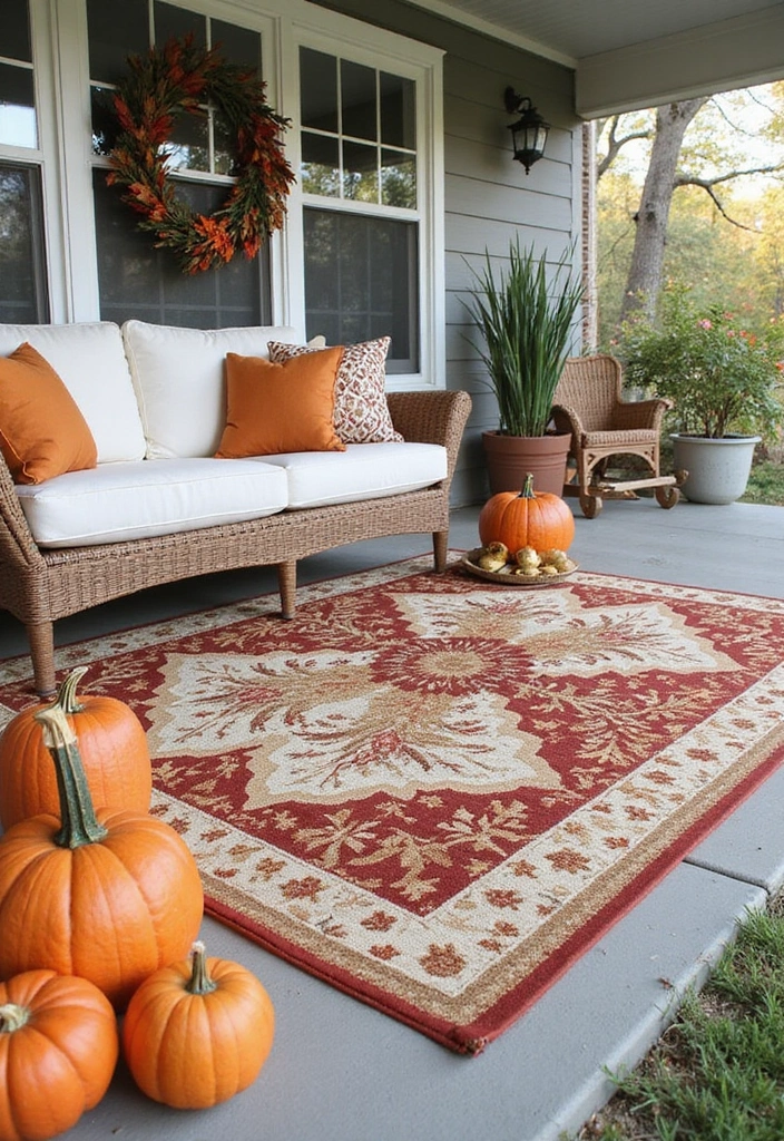 50 Fall Front Porch Decor Ideas That Feel Warm and Inviting 25 50 Fall Front Porch Decor Ideas That Feel Warm and Inviting - 25. Outdoor Rug