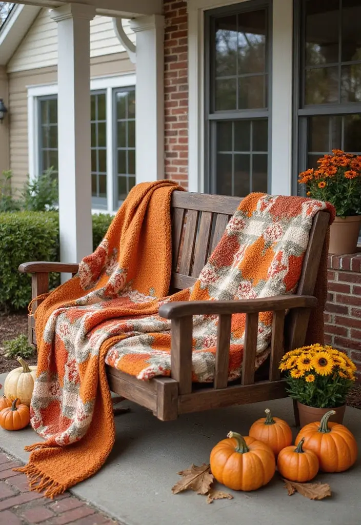 50 Fall Front Porch Decor Ideas That Feel Warm and Inviting 28 50 Fall Front Porch Decor Ideas That Feel Warm and Inviting - 28. Fall Themed Throws