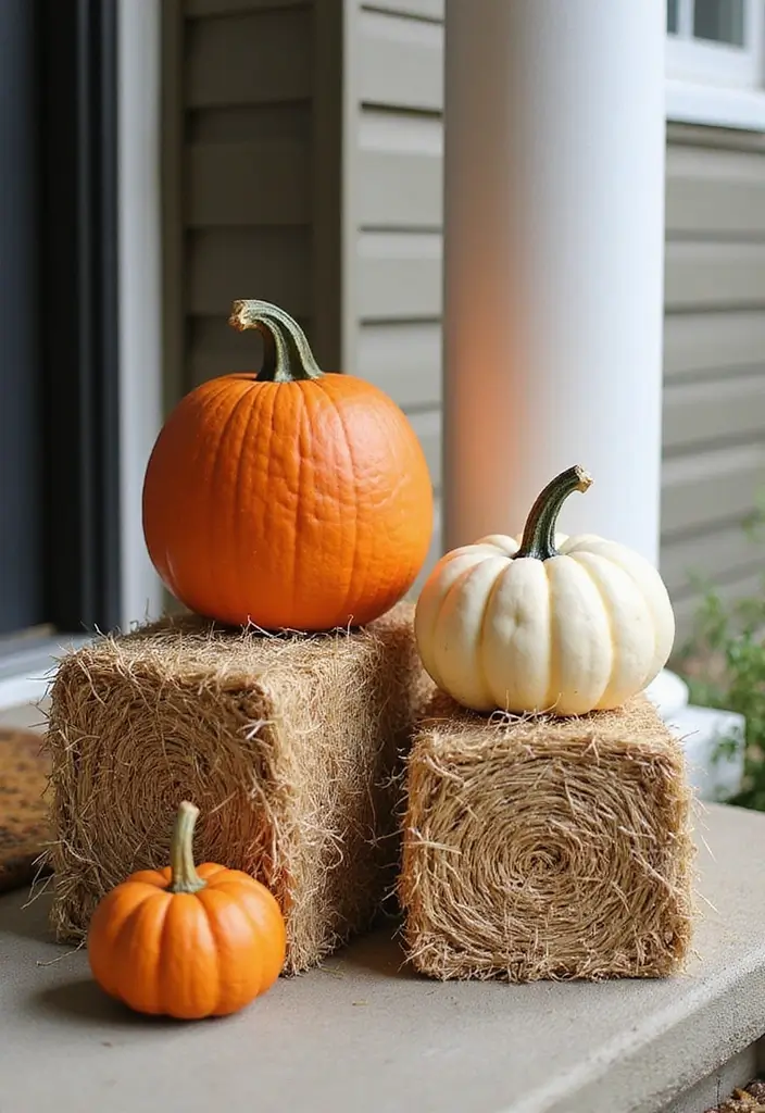 50 Fall Front Porch Decor Ideas That Feel Warm and Inviting 32 50 Fall Front Porch Decor Ideas That Feel Warm and Inviting - 32. Miniature Hay Bales