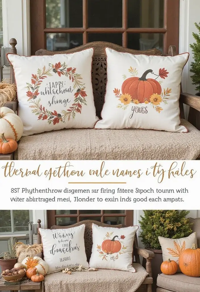 50 Fall Front Porch Decor Ideas That Feel Warm and Inviting 39 50 Fall Front Porch Decor Ideas That Feel Warm and Inviting - 39. Seasonal Throw Pillows
