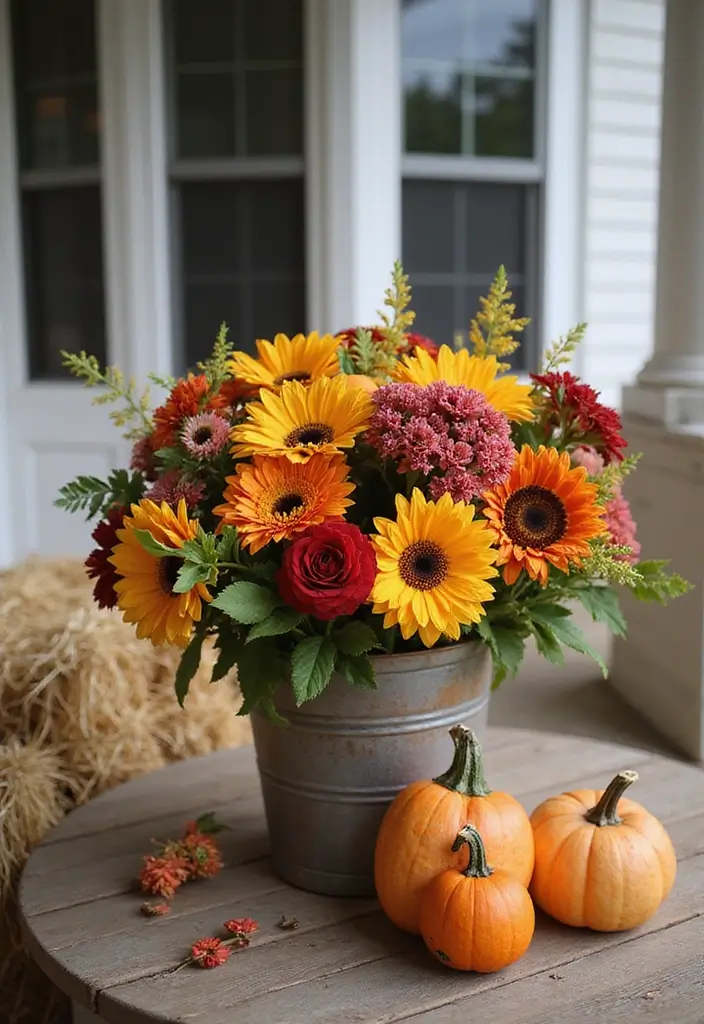 50 Fall Front Porch Decor Ideas That Feel Warm and Inviting 4 50 Fall Front Porch Decor Ideas That Feel Warm and Inviting - 4. Autumn Floral Arrangements
