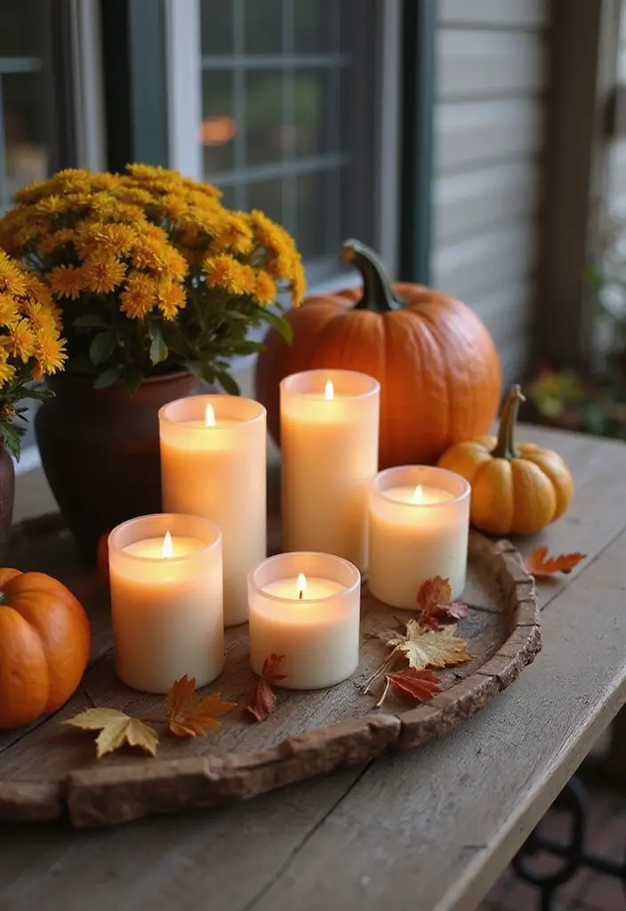 50 Fall Front Porch Decor Ideas That Feel Warm and Inviting 41 50 Fall Front Porch Decor Ideas That Feel Warm and Inviting - 41. Seasonal Candles