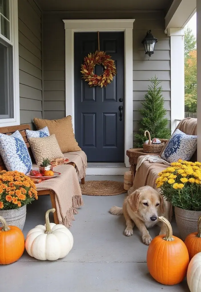 50 Fall Front Porch Decor Ideas That Feel Warm and Inviting 42 50 Fall Front Porch Decor Ideas That Feel Warm and Inviting - 42. Pet-friendly Decor