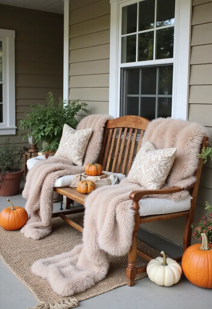 50 Fall Front Porch Decor Ideas That Feel Warm and Inviting 43 50 Fall Front Porch Decor Ideas That Feel Warm and Inviting - 43. Faux Fur Accents