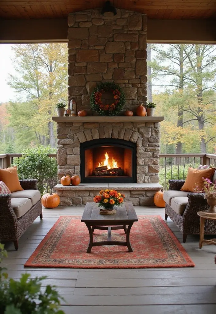 50 Fall Front Porch Decor Ideas That Feel Warm and Inviting 44 50 Fall Front Porch Decor Ideas That Feel Warm and Inviting - 44. Outdoor Fireplace
