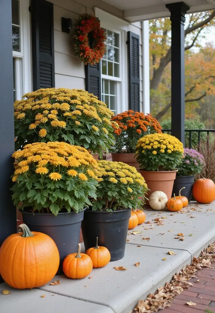50 Fall Front Porch Decor Ideas That Feel Warm and Inviting 46 50 Fall Front Porch Decor Ideas That Feel Warm and Inviting - 46. Potted Autumn Plants