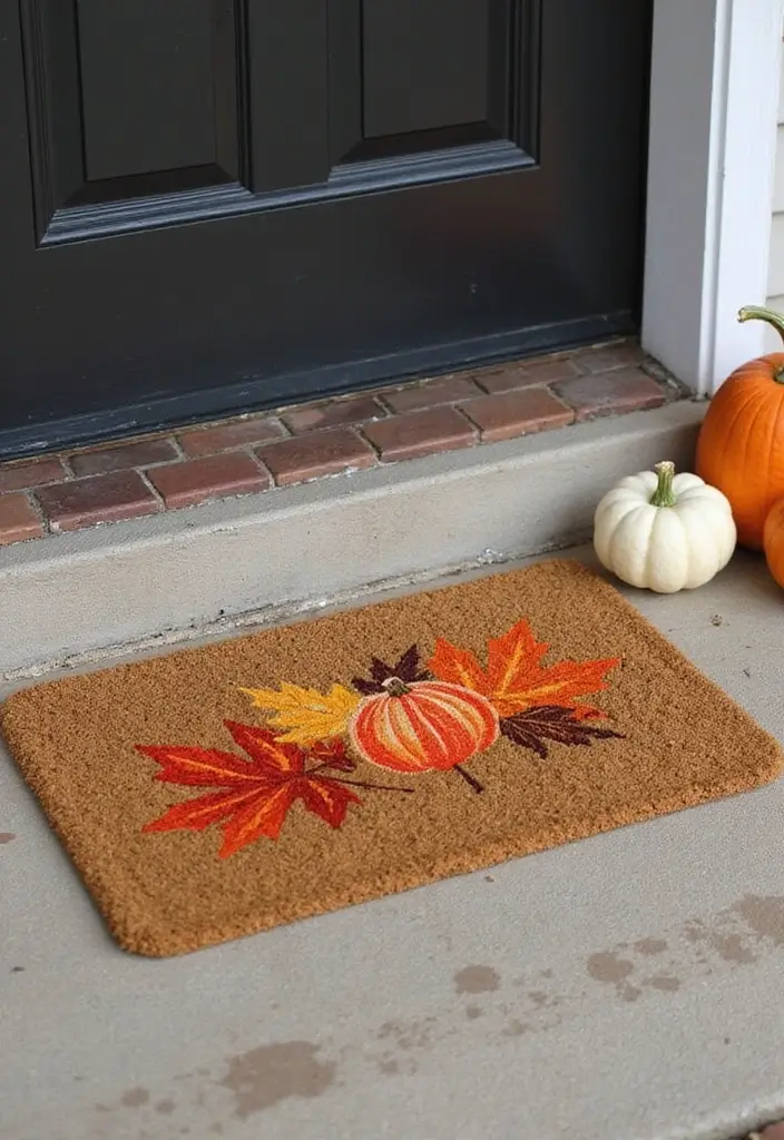 50 Fall Front Porch Decor Ideas That Feel Warm and Inviting 7 50 Fall Front Porch Decor Ideas That Feel Warm and Inviting - 7. Seasonal Doormats