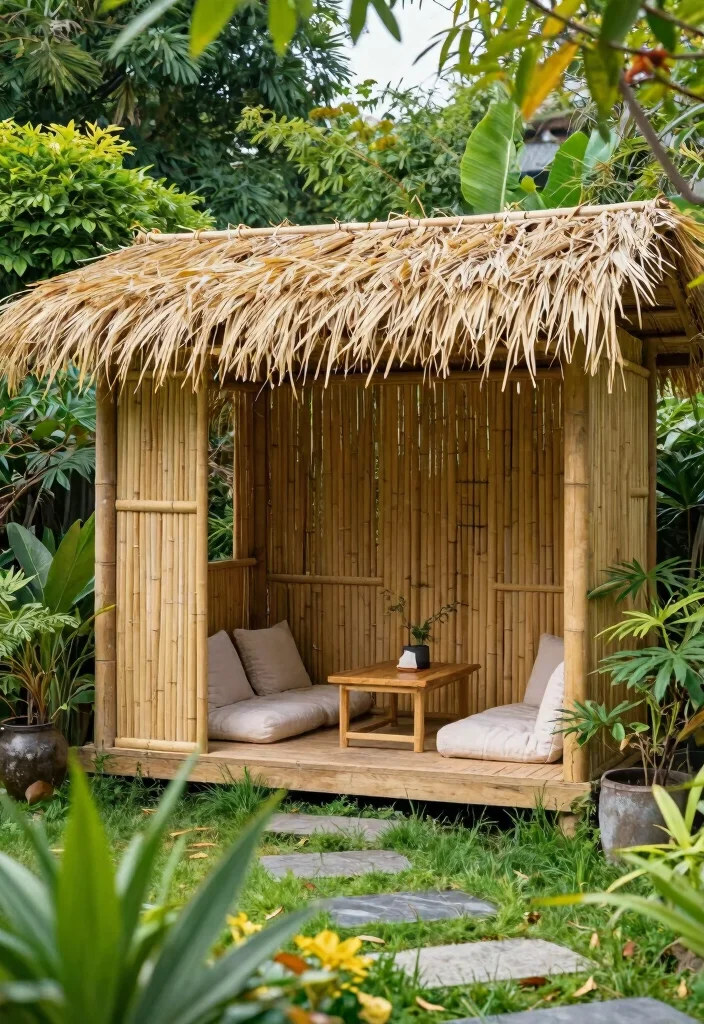 10 Bamboo Fence Ideas for Natural Garden Privacy - 7. Bamboo Garden Room for Ultimate Privacy 1