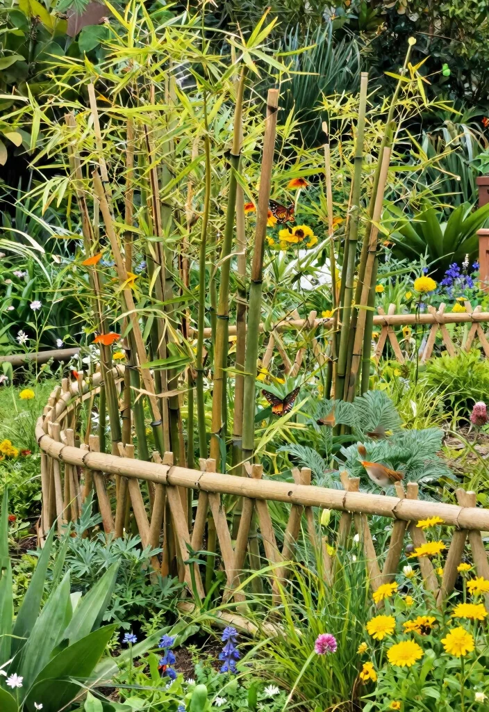 10 Bamboo Fence Ideas for Natural Garden Privacy - 9. Natural Bamboo Fencing for Wildlife Gardens 1